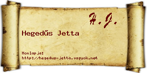 Hegedűs Jetta névjegykártya